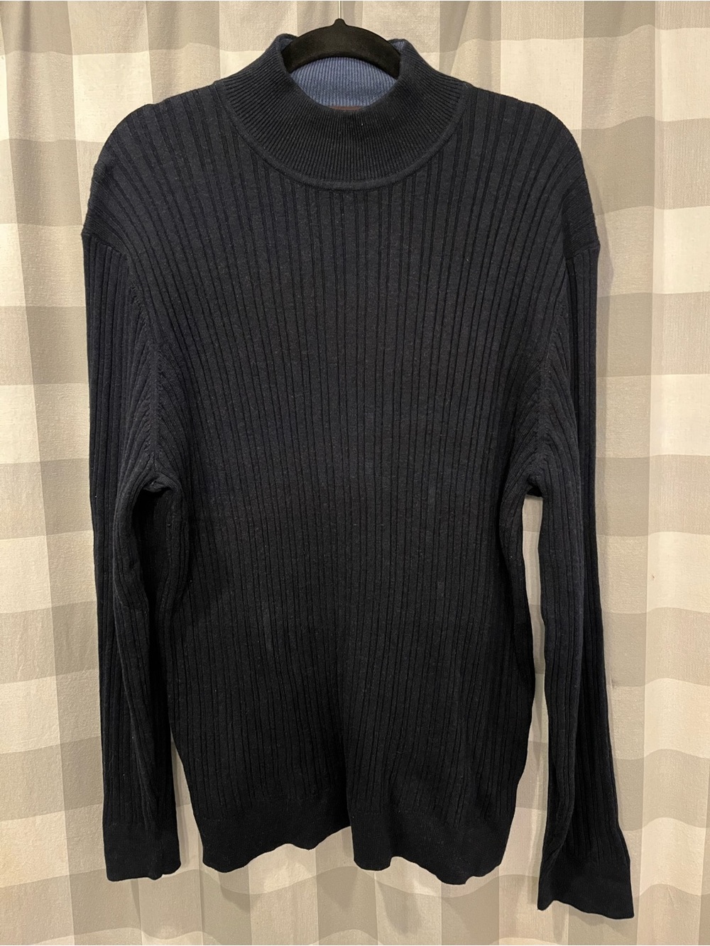 Tasso Elba Navy Ribbed Turtleneck Sweater